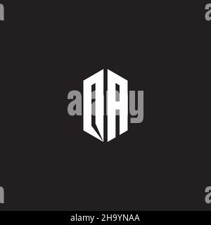 OA Logo monogram with hexagon shape style design template isolated on black background Stock Vector
