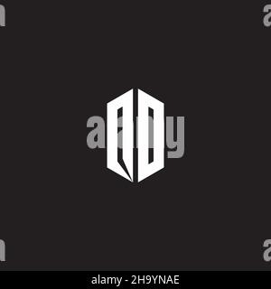OD Logo monogram with hexagon shape style design template isolated on black background Stock Vector