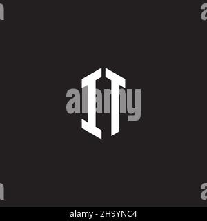 IT Logo monogram with hexagon shape style design template isolated on black background Stock Vector