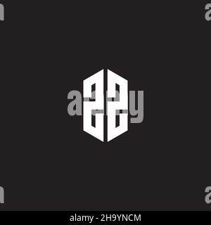 ZZ Logo monogram with hexagon shape style design template isolated on black background Stock Vector
