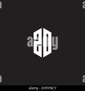 ZO Logo monogram with hexagon shape style design template isolated on black background Stock Vector