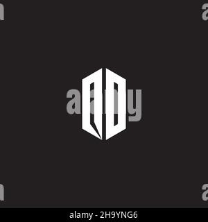 OO Logo monogram with hexagon shape style design template isolated on black background Stock Vector