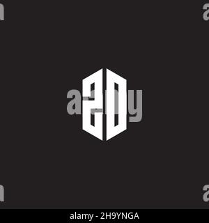 ZO Logo monogram with hexagon shape style design template isolated on black background Stock Vector