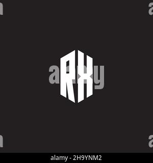 RX Logo monogram with hexagon shape style design template isolated on black background Stock Vector