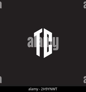 TC Logo monogram with hexagon shape style design template isolated on black background Stock Vector