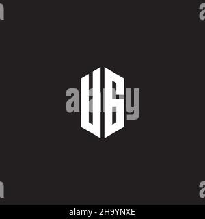 UG Logo monogram with hexagon shape style design template isolated on black background Stock Vector