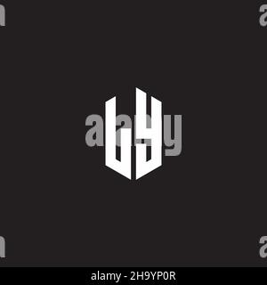 LY Logo monogram with hexagon shape style design template isolated on black background Stock Vector
