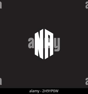 NA Logo monogram with hexagon shape style design template isolated on black background Stock Vector
