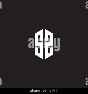 SZ Logo monogram with hexagon shape style design template isolated on black background Stock Vector