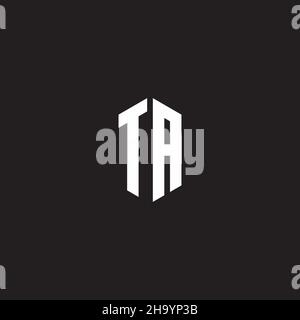 TA Logo monogram with hexagon shape style design template isolated on black background Stock Vector
