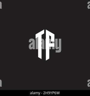 TF Logo monogram with hexagon shape style design template isolated on black background Stock Vector