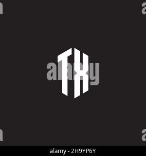 TX Logo monogram with hexagon shape style design template isolated on black background Stock Vector