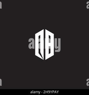 OB Logo monogram with hexagon shape style design template isolated on black background Stock Vector