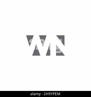 WN Logo monogram with negative space style design template isolated on white background Stock Vector
