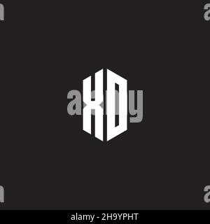 XO Logo monogram with hexagon shape style design template isolated on black background Stock Vector