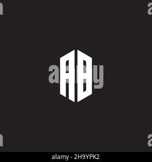 AB Logo monogram with hexagon shape style design template isolated on black background Stock Vector