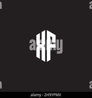 XF Logo monogram with hexagon shape style design template isolated on black background Stock Vector