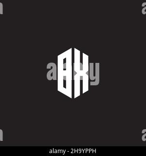 BX Logo monogram with hexagon shape style design template isolated on black background Stock Vector