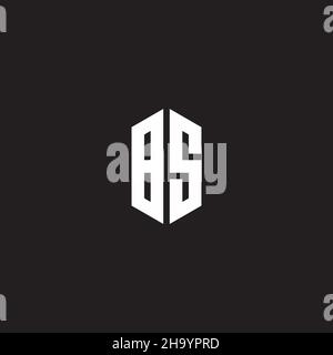 BS Logo monogram with hexagon shape style design template isolated on black background Stock Vector