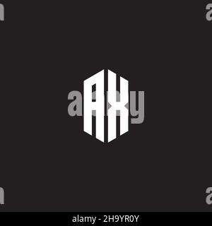 AX Logo monogram with hexagon shape style design template isolated on black background Stock Vector