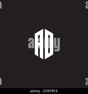 AD Logo monogram with hexagon shape style design template isolated on black background Stock Vector