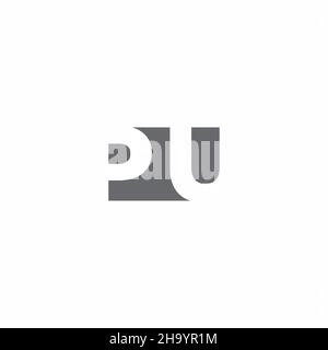 PU Logo monogram with negative space style design template isolated on white background Stock Vector