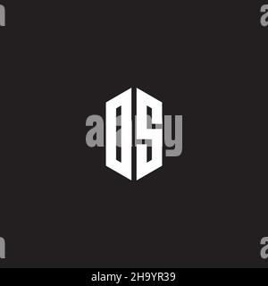 DS Logo monogram with hexagon shape style design template isolated on black background Stock Vector