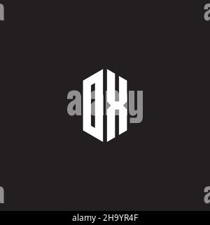 DX Logo monogram with hexagon shape style design template isolated on black background Stock Vector