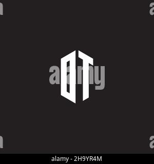 DT Logo monogram with hexagon shape style design template isolated on black background Stock Vector