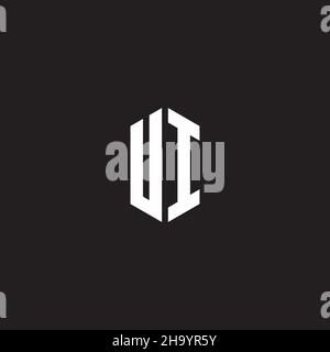 UI Logo monogram with hexagon shape style design template isolated on black background Stock Vector