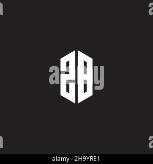 ZB Logo monogram with hexagon shape style design template isolated on black background Stock Vector