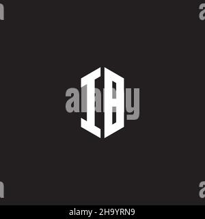 IB Logo monogram with hexagon shape style design template isolated on black background Stock Vector