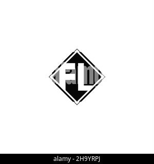 Monogram logo design with diamond square shape isolated on black colors and white background Stock Vector