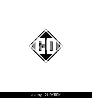 Monogram logo design with diamond square shape isolated on black colors and white background Stock Vector