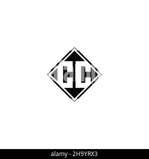 Monogram logo design with diamond square shape isolated on black colors and white background Stock Vector