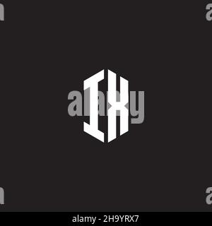 IX Logo monogram with hexagon shape style design template isolated on black background Stock Vector