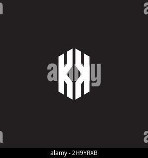 KK Logo monogram with hexagon shape style design template isolated on black background Stock Vector