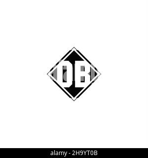 Monogram logo design with diamond square shape isolated on black colors and white background Stock Vector