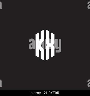 KX Logo monogram with hexagon shape style design template isolated on black background Stock Vector