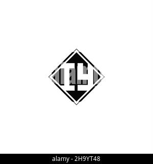 Monogram logo design with diamond square shape isolated on black colors and white background Stock Vector