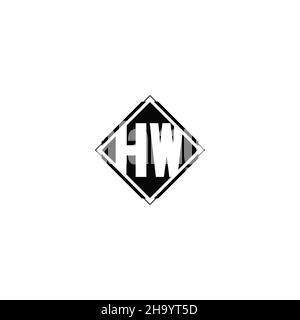 Monogram logo design with diamond square shape isolated on black colors and white background Stock Vector