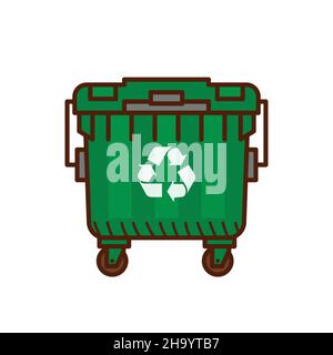 Green recycle garbage bin. Trash can isolated Stock Vector