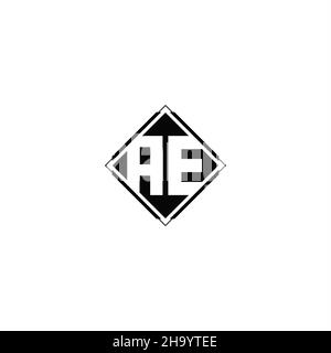 Monogram logo design with diamond square shape isolated on black colors and white background Stock Vector