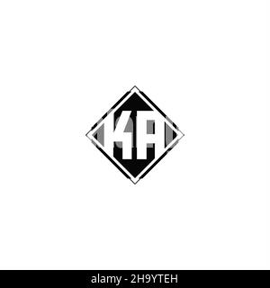Monogram logo design with diamond square shape isolated on black colors and white background Stock Vector