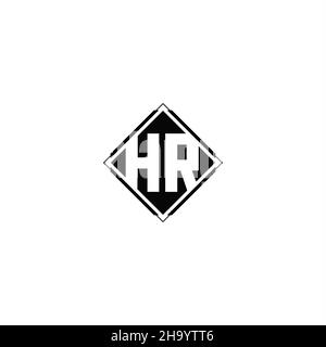 Monogram logo design with diamond square shape isolated on black colors and white background Stock Vector