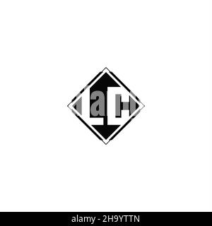 Monogram logo design with diamond square shape isolated on black colors and white background Stock Vector