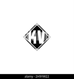 Monogram logo design with diamond square shape isolated on black colors and white background Stock Vector