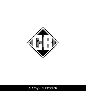 Monogram logo design with diamond square shape isolated on black colors and white background Stock Vector