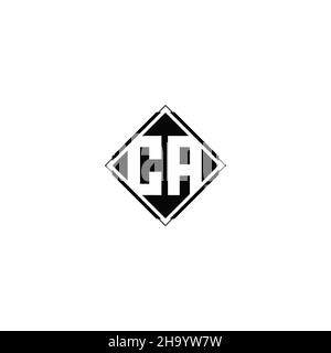 Monogram logo design with diamond square shape isolated on black colors and white background Stock Vector
