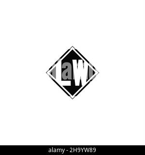 Monogram logo design with diamond square shape isolated on black colors and white background Stock Vector